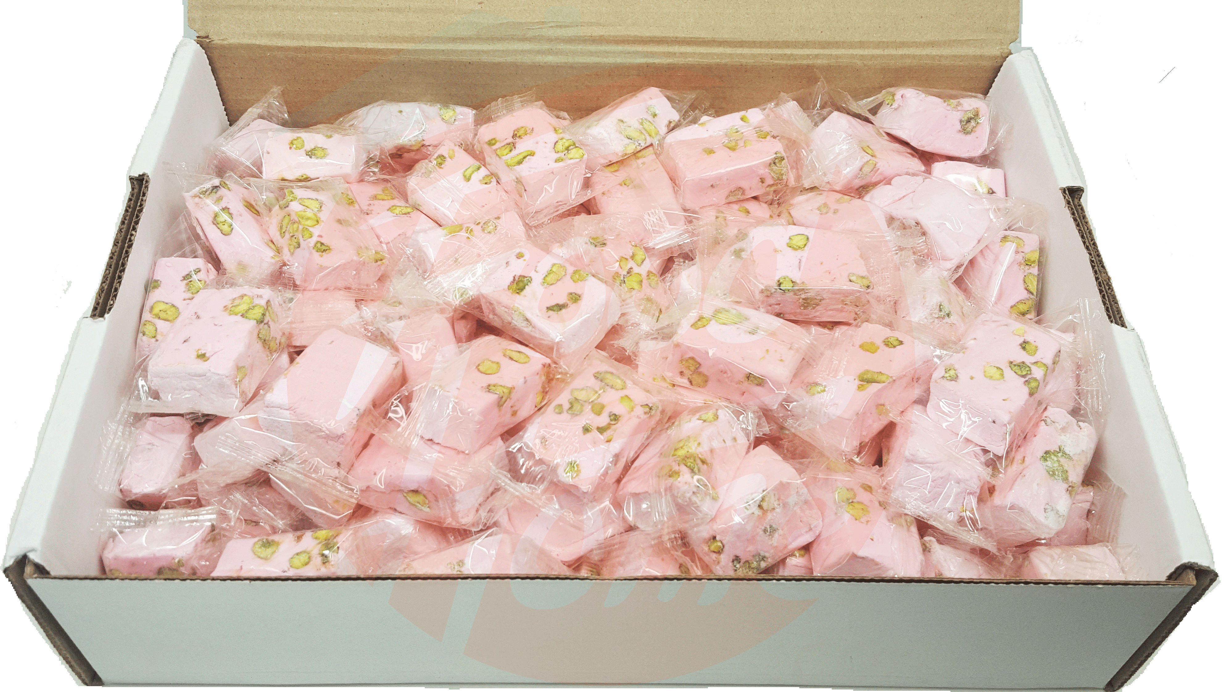 Master Delight  nougat with pistachios rose colored candy, individually wrapped Full-Size Picture